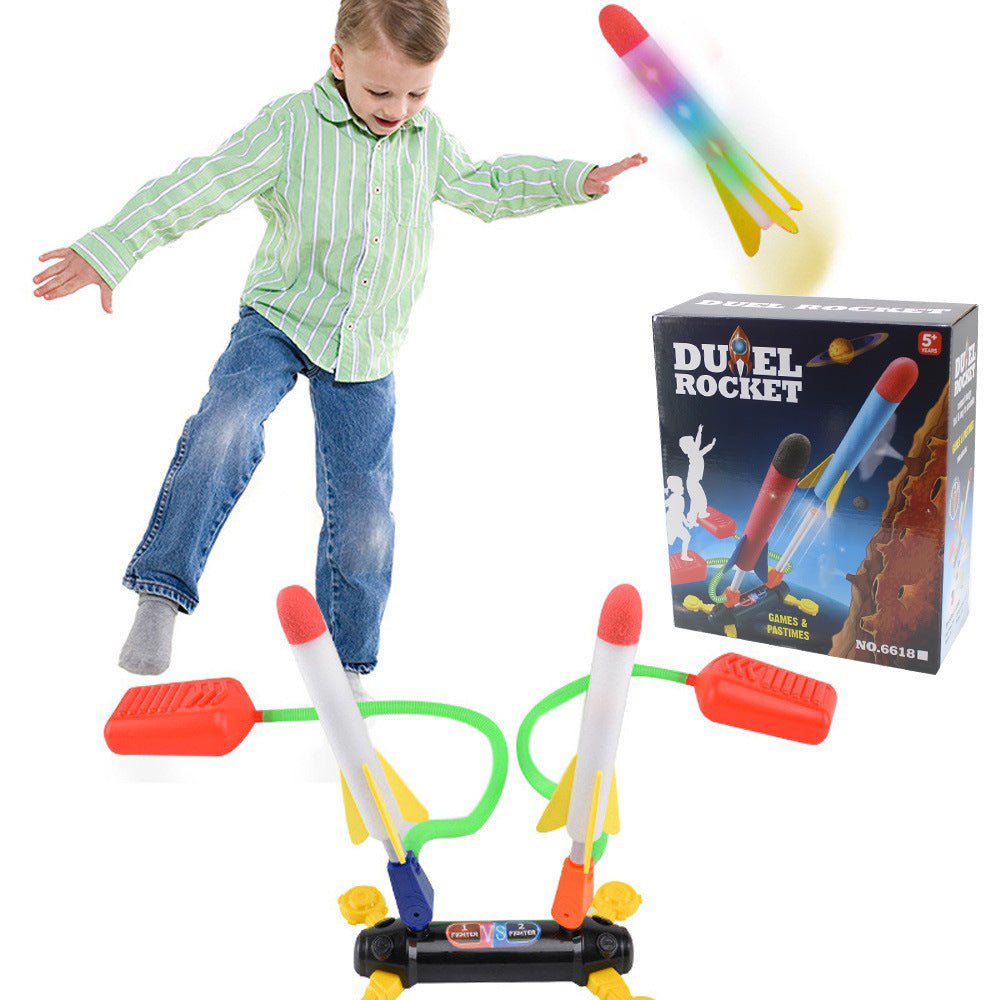 Air Power Foam Duel Rocket Shoot Up Stomp Launcher Kids Outdoor Activities Toys